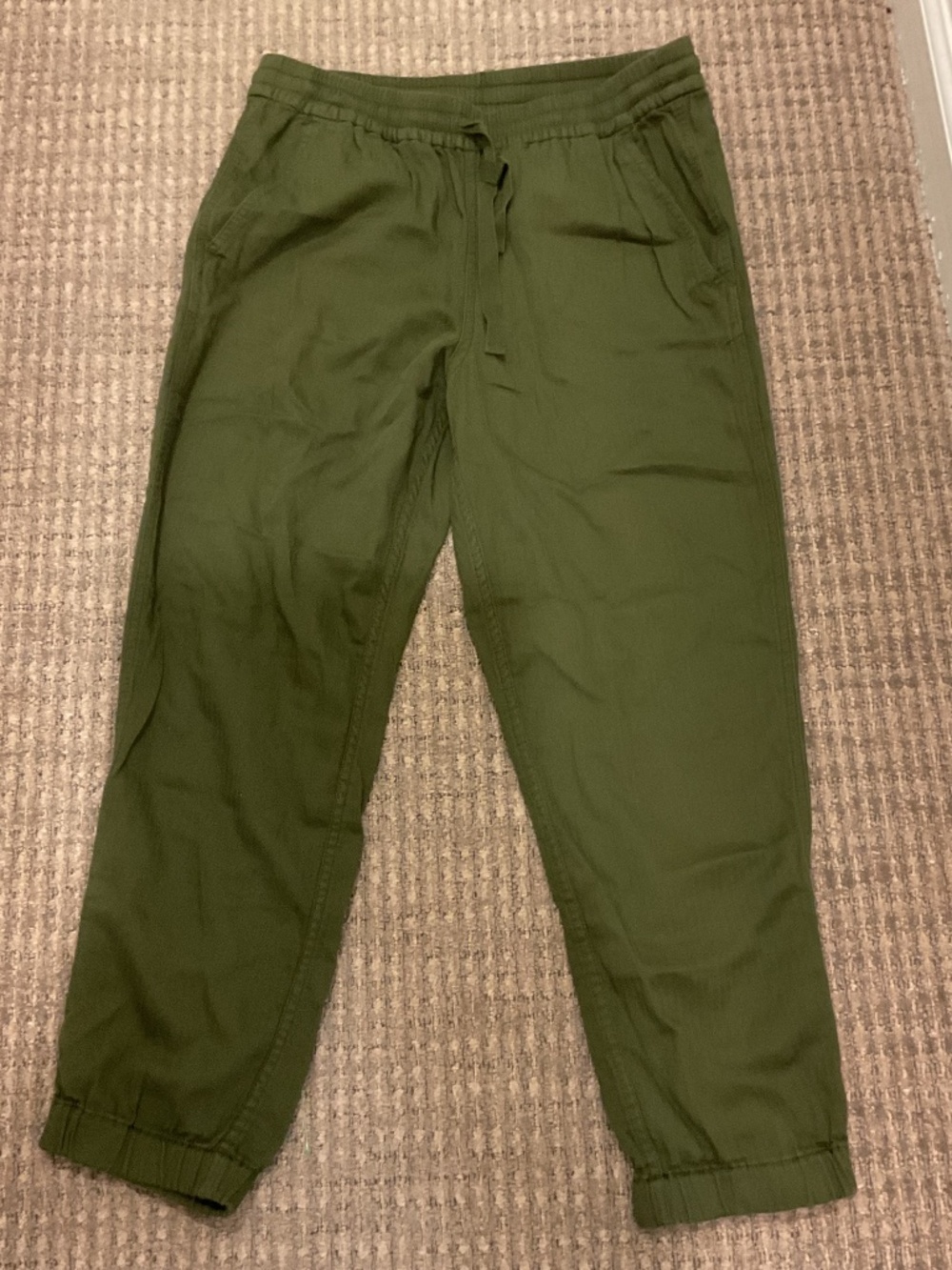 J crew cotton trousers fall green size 4 pockets zipper button closure